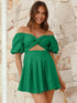 'Zaira' Cutout Twisted Off-Shoulder Short Sleeve Mini Dress - Celes Fashion